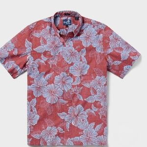 Reyn Spooner Coral and White Floral Shirt